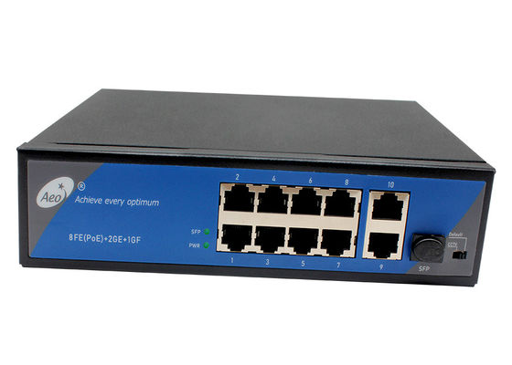 IP40 Ethernet Fiber Switch Industrial 1 Gigabit SFP and 2 Gigabit Uplink Ports and 8 10/100M POE Ports