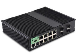 12ポート管理工業イーサネットスイッチ 8 10/100/1000ベースT (X) ポートと 4 10G SFP スロット+1 コンソール ポート
