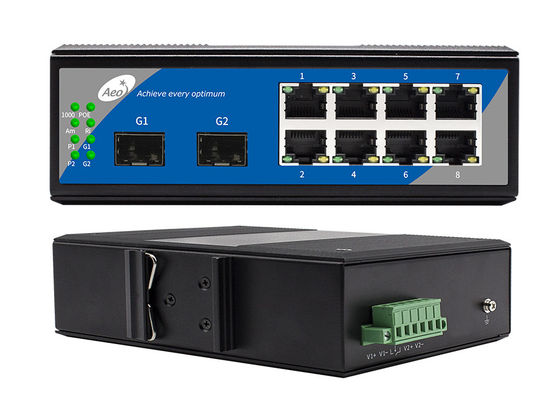 完全なギガビット繊維POEスイッチ、2 SFP Fanless POEスイッチ8港