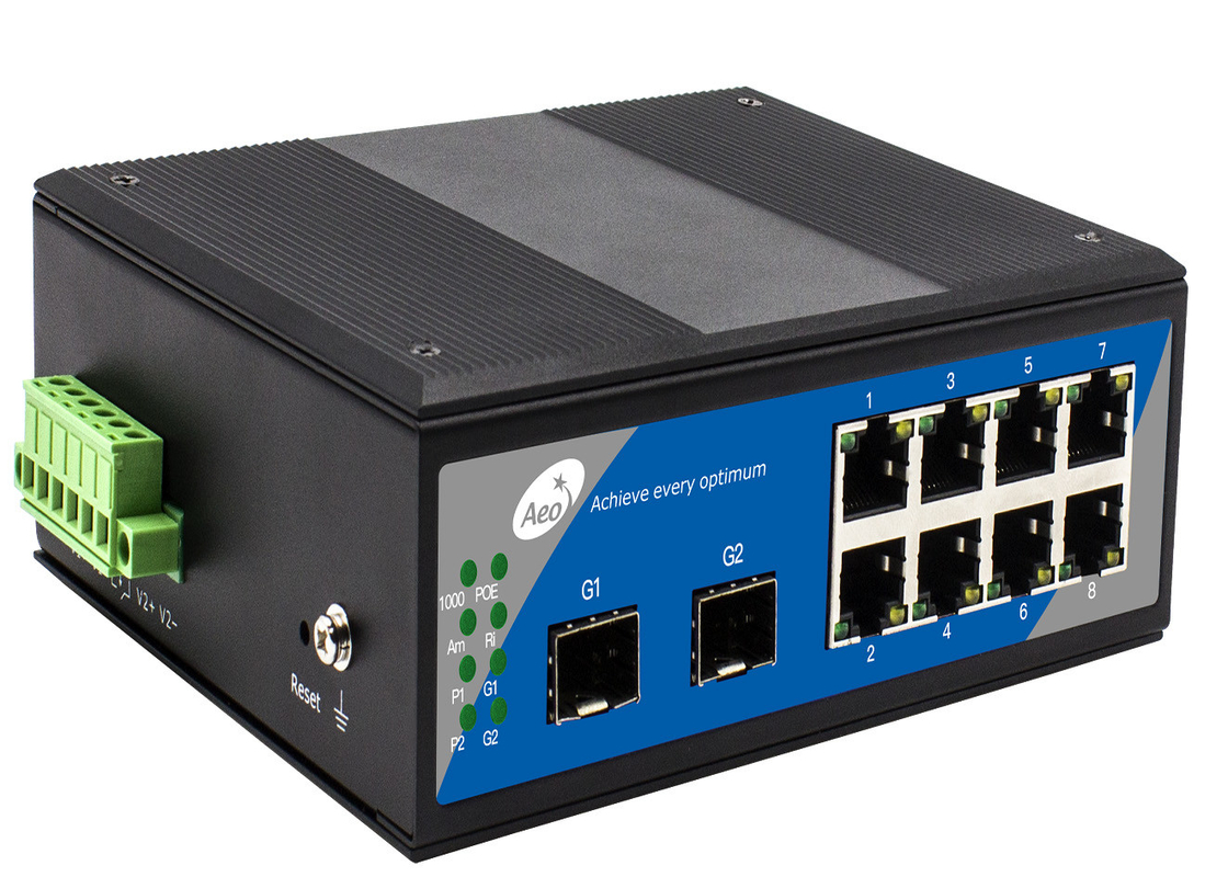 IP40 SFP ファイバースイッチ 2つのSFPスロットと8つのイーサネットポートを備えたストレージと転送