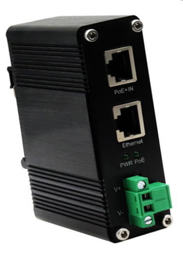 DIN-Rail Industrial 802.3at ギガビット PoE スプリッタ 出力電圧 9VDC