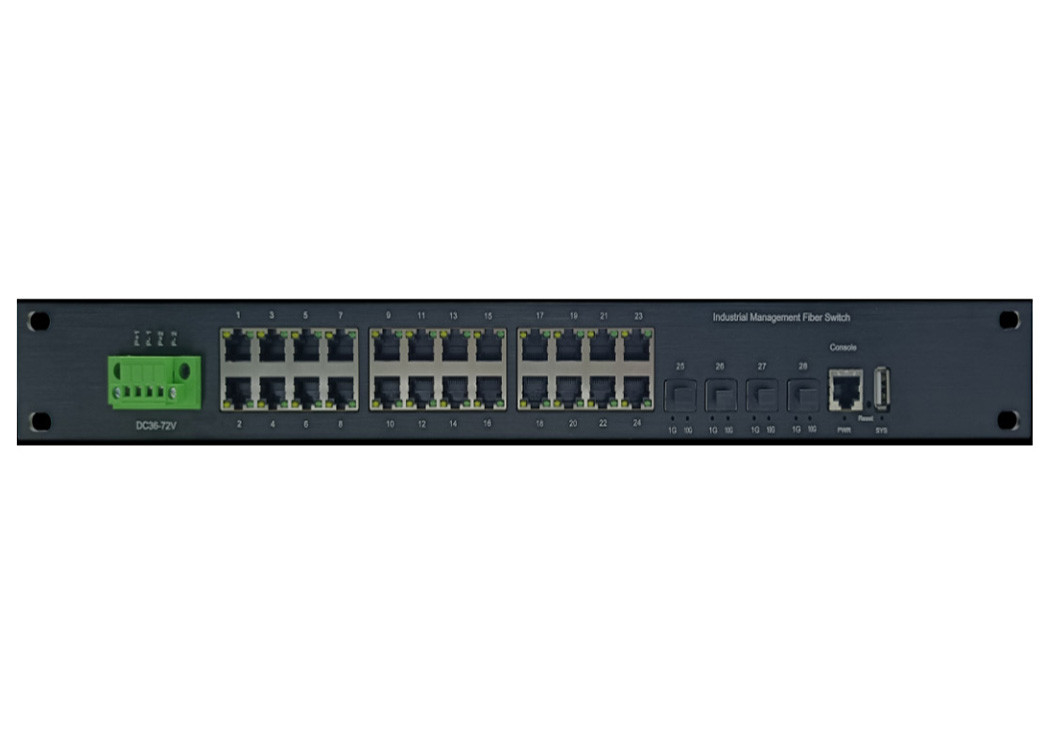 管理された産業用イーサネットスイッチ 24 10/100/1000Base-T (((X) ポートと 4 10G SFP+ ポート